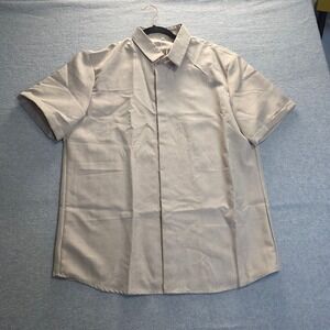 Manly Mens 3XL Khaki Tan Cotton Linen Short Sleeve‎ Button Down Shirt New